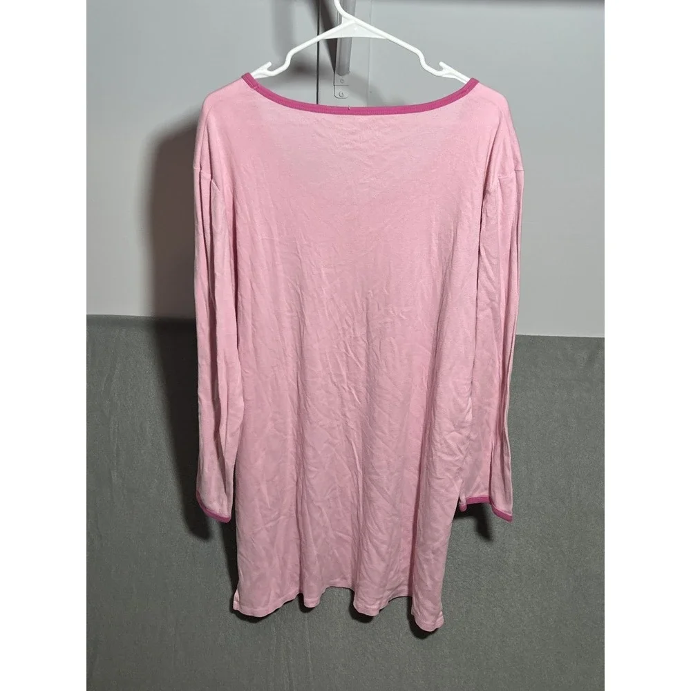Victoria's Secret‎ Pink LOVE Nightshirt Women's L Long Sleeve Cotton Sleepwear